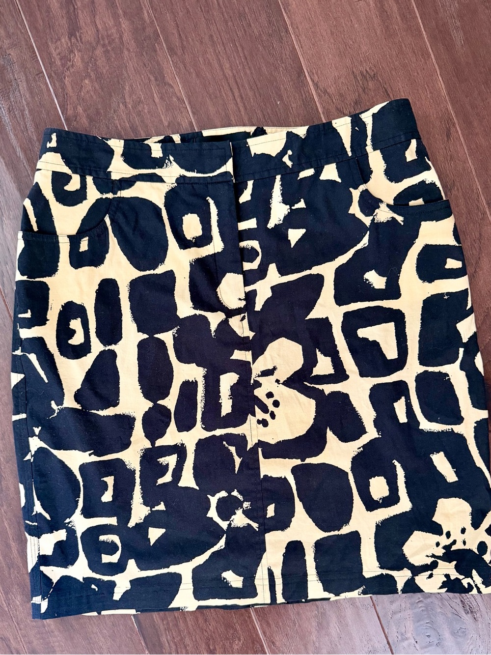 august silk Black and Cream Abstract Mini Skirt